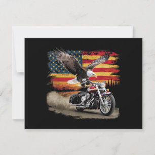 American Flag Motorcycle Tshirt USA Flag Biker Ret Holiday Card