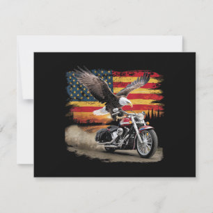 American Flag Motorcycle Tshirt USA Flag Biker Ret Invitation