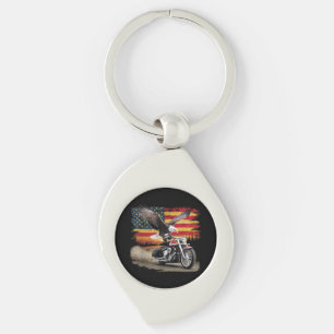 American Flag Motorcycle Tshirt USA Flag Biker Ret Key Ring