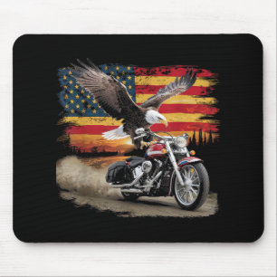 American Flag Motorcycle Tshirt USA Flag Biker Ret Mouse Pad