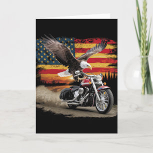 American Flag Motorcycle Usa Flag Biker Retro  Card