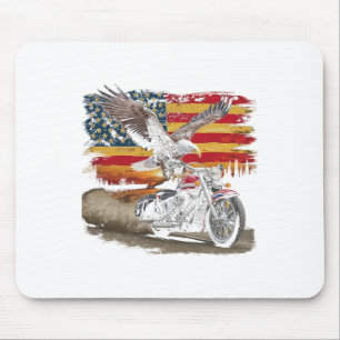 American Flag Motorcycle Usa Flag Biker Retro Mouse Pad