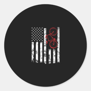 American flag Mountain Biking and Cycling sport Classic Round Sticker