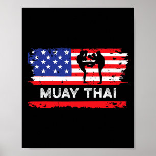 American Flag Muay Thai Gift Thailand Martial Arts Poster