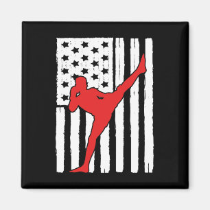 American Flag Muay Thai Theme Graphic Design Kickb Magnet
