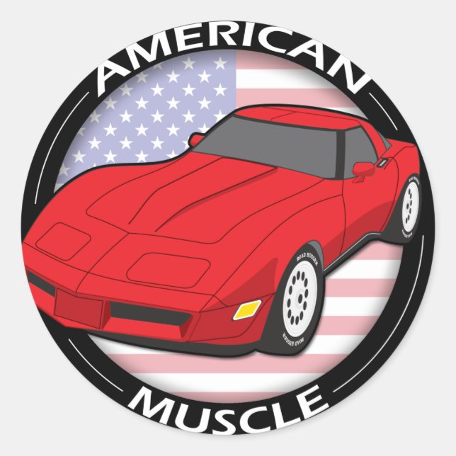 American Flag Muscle Classic Round Sticker (Front)