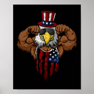 American Flag Muscular Squat Dabbing Flexing Uncle Poster