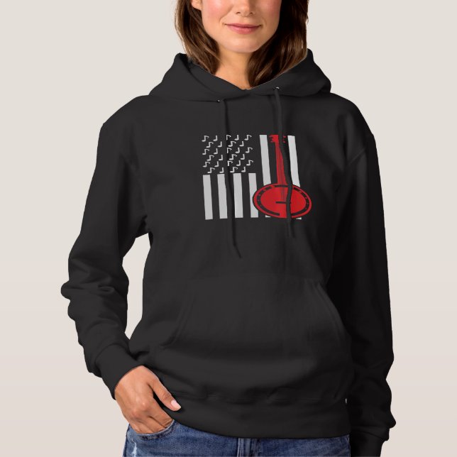 American Flag Musical Notes  Banjo Hoodie (Front)