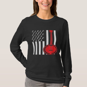 American Flag Musical Notes Banjo T-Shirt
