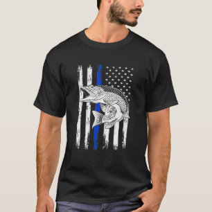 American Flag Musky Fishing - For Patriotic Muskie T-Shirt