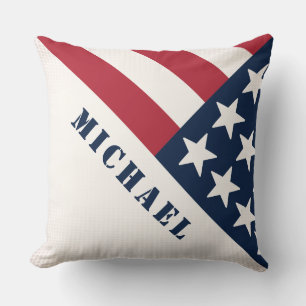 American Flag Name Red White Blue Cushion