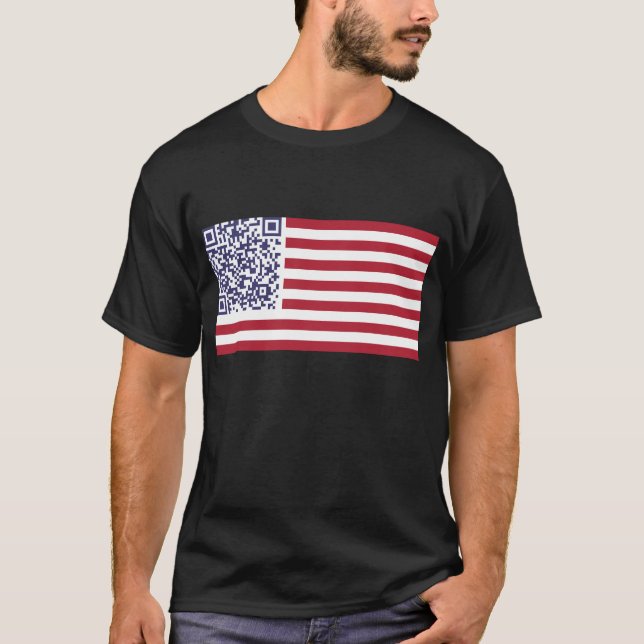 American Flag National Anthem QR Code T-Shirt (Front)