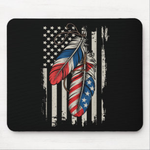 American Flag Native Feather Pride Month Indigenou Mouse Pad
