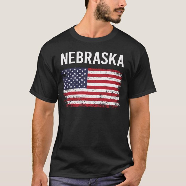 American Flag Nebraska T-Shirt (Front)