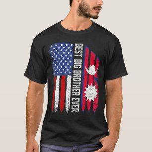 American Flag Nepal Flag Best Big Brother Ever Pat T-Shirt