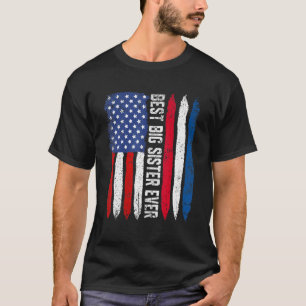 American Flag Netherlands Flag Best Big Sister Eve T-Shirt