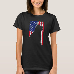 American Flag Newfoundland Dog Dad Mum Puppy Patri T-Shirt