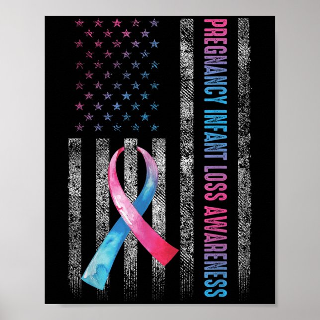 American Flag Nk &amp; Blue Pregnancy Infant Loss  Poster (Front)