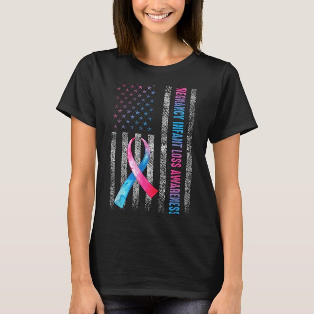 American Flag Nk &amp; Blue Pregnancy Infant Loss  T-Shirt (Front)