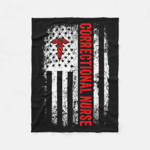 American flag nurse correctional nurse forensicAme Fleece Blanket