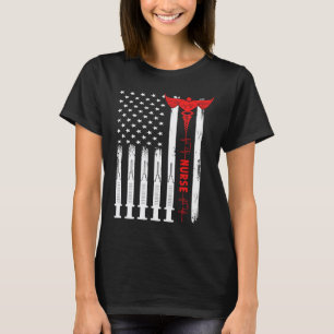 American Flag Nurse Day Red Line Nursing T-Shirt