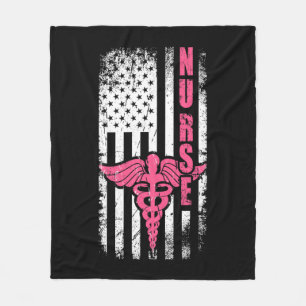 American Flag Nurse Fleece Blanket