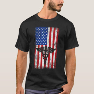 American Flag Nurse Vintage 4th Of July Usa Indepe T-Shirt