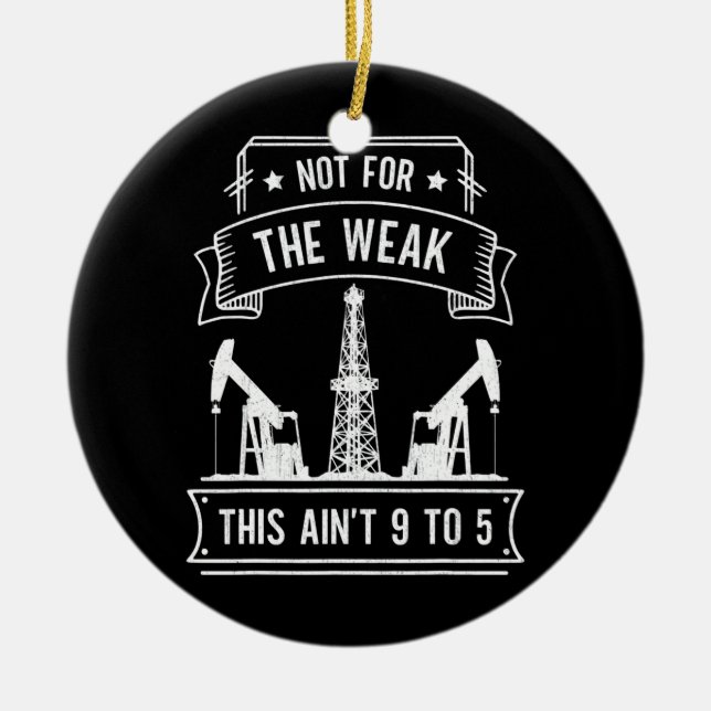 American Flag Oilfield Worker Dad Drilling Oil Ceramic Ornament (Front)