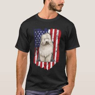 American Flag Old English Sheepdog 4Th Of July Usa T-Shirt