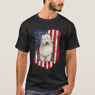American Flag Old English Sheepdog 4Th Of July Usa T-Shirt