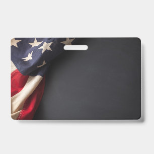 American Flag on a Chalkboard ID Badge