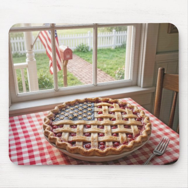 American Flag on a Cherry Pie Mouse Pad (Front)