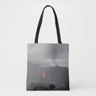 American Flag on a Cliff in Arizona Coloured Tote Bag
