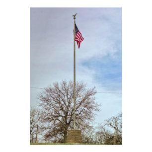 American flag on a flag pole flying high. photo print