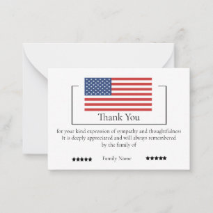 American Flag On After Funeral Thank You Cards
