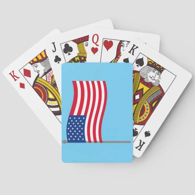 American Flag on Blue Background Playing Cards (Back)