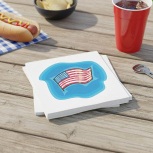 American Flag On Blue Napkins
