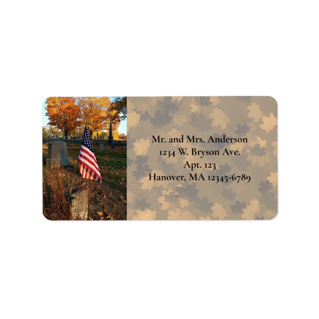American Flag on Historical Grave Marker / Fall / Label (Front)