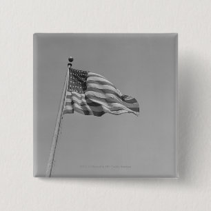 American flag on mast 15 cm square badge