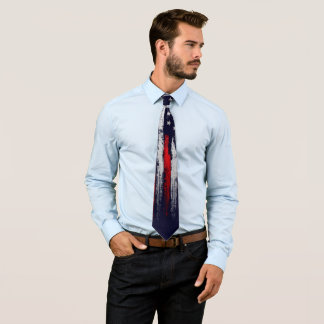 American flag on navy ink tie