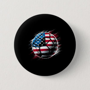 American Flag On Soccer Ball 6 Cm Round Badge