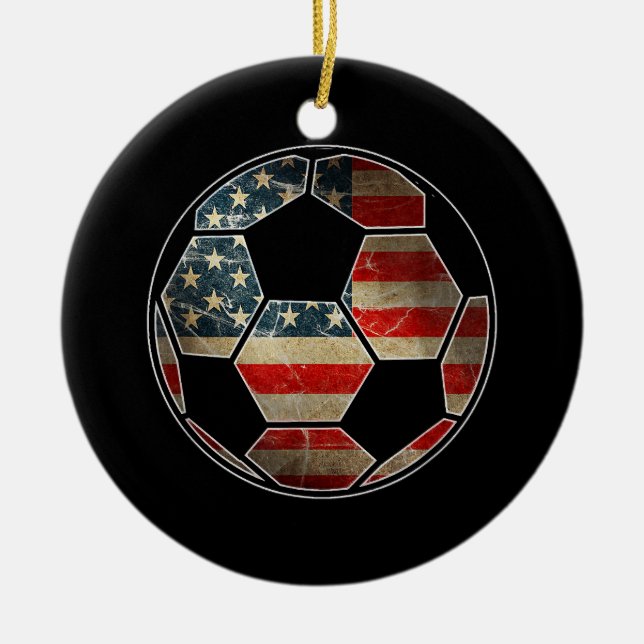 American Flag on Soccer Ball - Soccer Ball Flag Ceramic Ornament (Front)