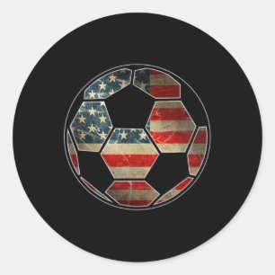 American Flag On Soccer Ball - Soccer Ball Flag Classic Round Sticker