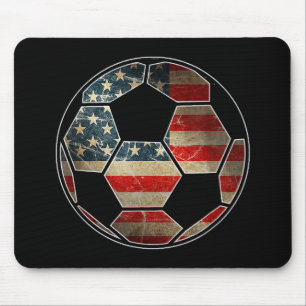 American Flag on Soccer Ball - Soccer Ball Flag Mouse Pad
