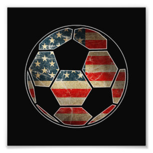 American Flag on Soccer Ball - Soccer Ball Flag Photo Print