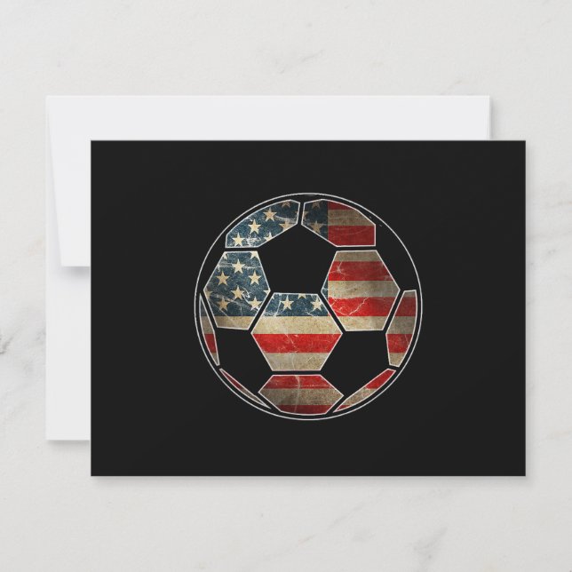 American Flag on Soccer Ball - Soccer Ball Flag RSVP Card (Front)