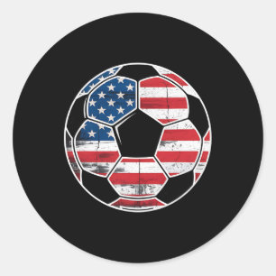 American Flag On Soccer Byll Boys Men Soccer Byll Classic Round Sticker