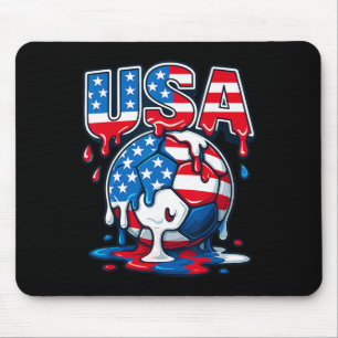 American Flag On Soccer Byll Drip Style Men Women Mouse Pad