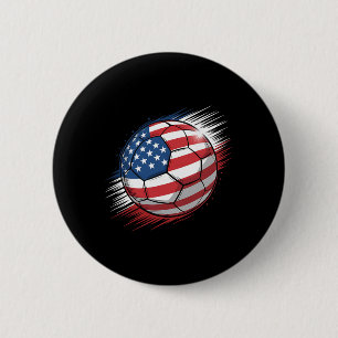 American Flag On Soccer Ll _1 6 Cm Round Badge