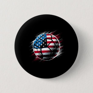 American Flag On Soccer Ll  6 Cm Round Badge